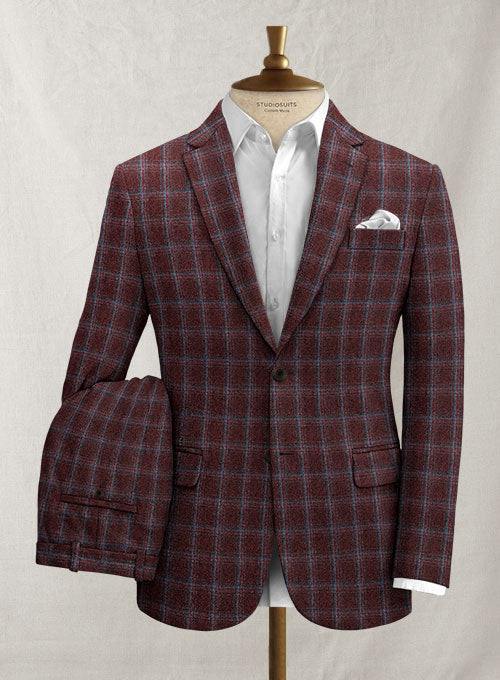 Italian Biulio Burgundy Tweed Suit - StudioSuits