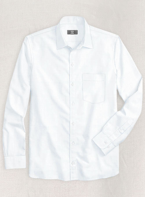 Italian Herringbone White Shirt - StudioSuits