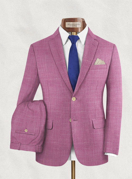 Italian Murano Taffy Pink Wool Linen Suit - StudioSuits