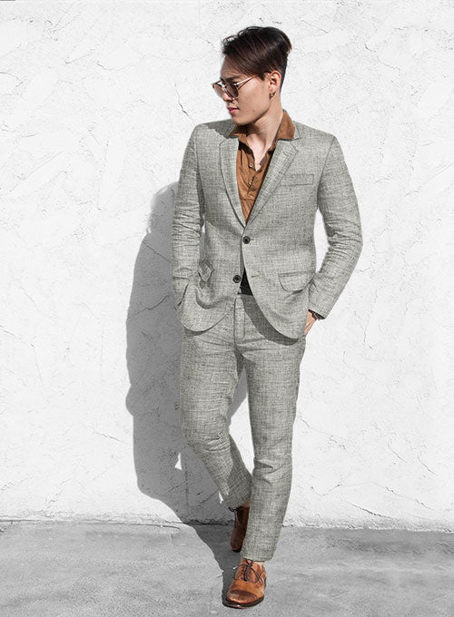 Italian Linen White Black Summer Suit - StudioSuits