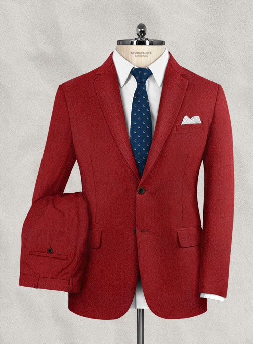 Italian Wool Cashmere Ruby Red Suit - StudioSuits