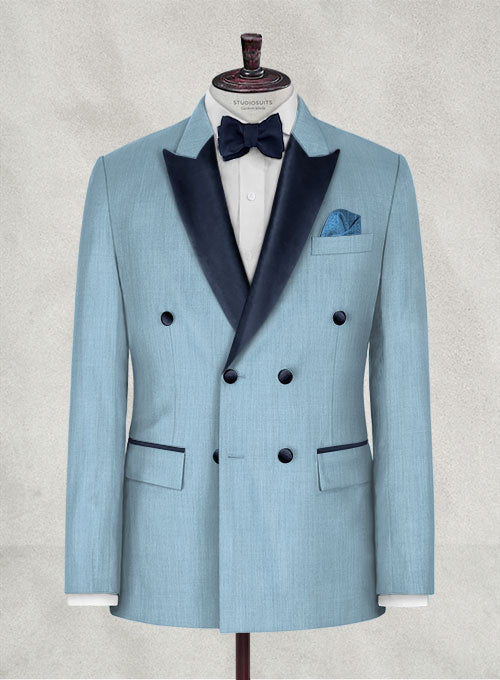 Napolean Taj Blue Wool Tuxedo Jacket Double Breasted – StudioSuits