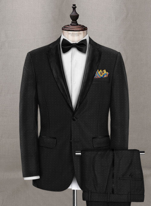 Napolean Polka Black Wool Tuxedo Suit – StudioSuits