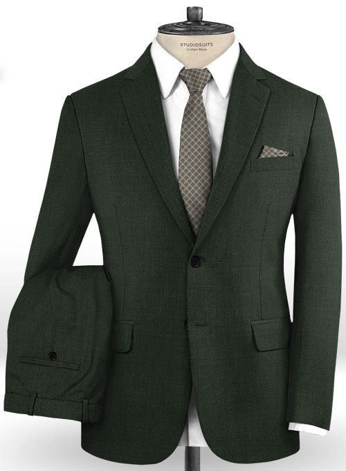 Sharkskin Dark Green Wool Suit - StudioSuits