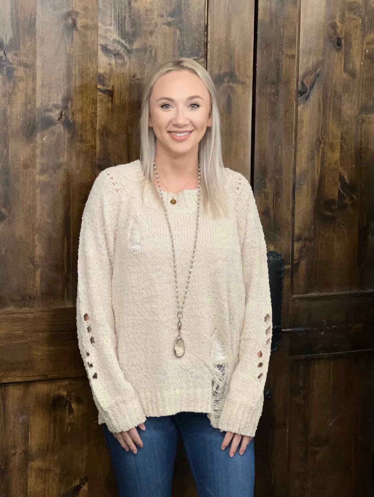 Umgee stone distressed sweater