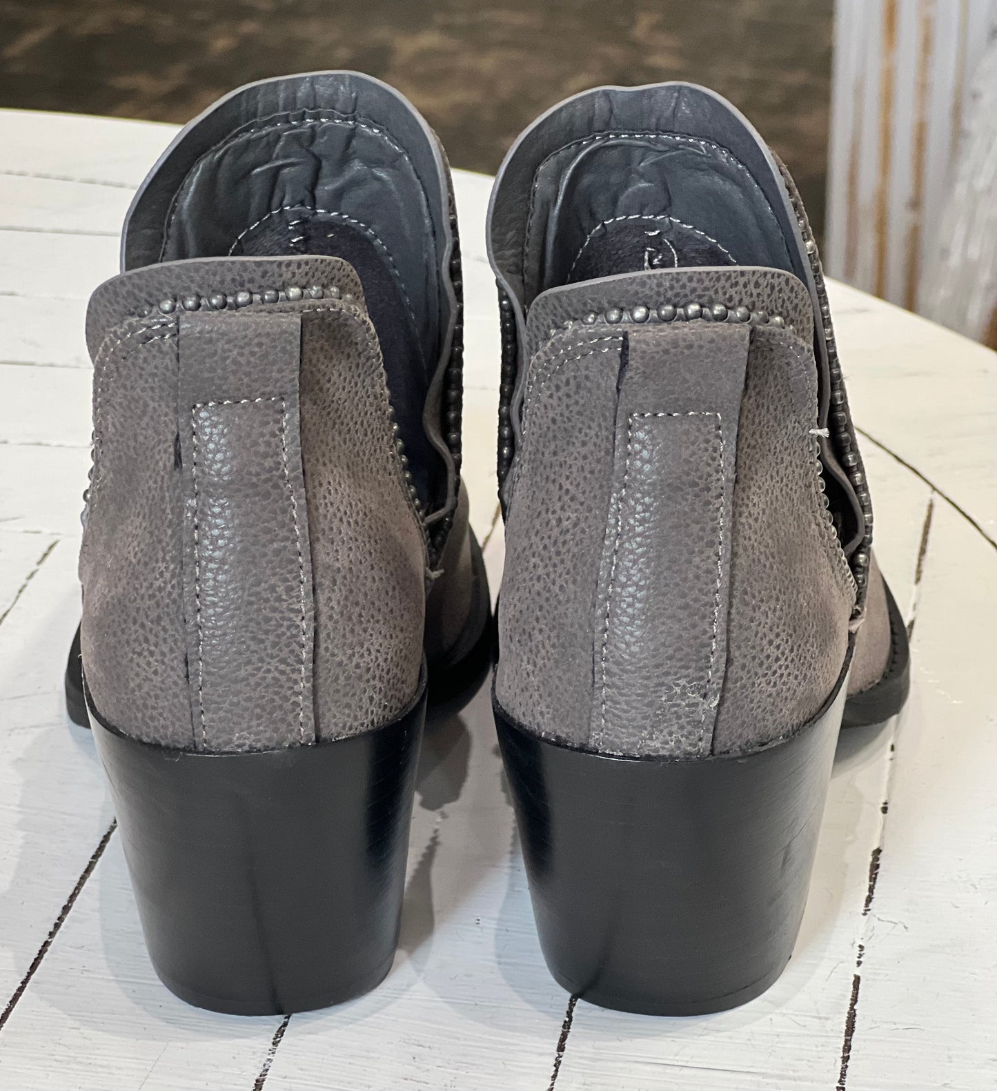 Very G gray “Marlene” booties