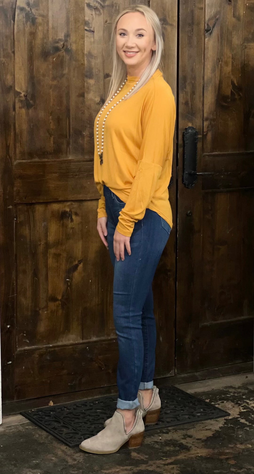 Mustard dolman sleeve top