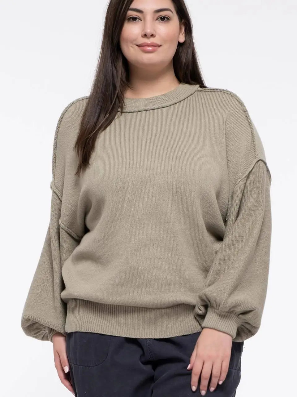 *Plus sized* Drop Shoulder Knit Pullover