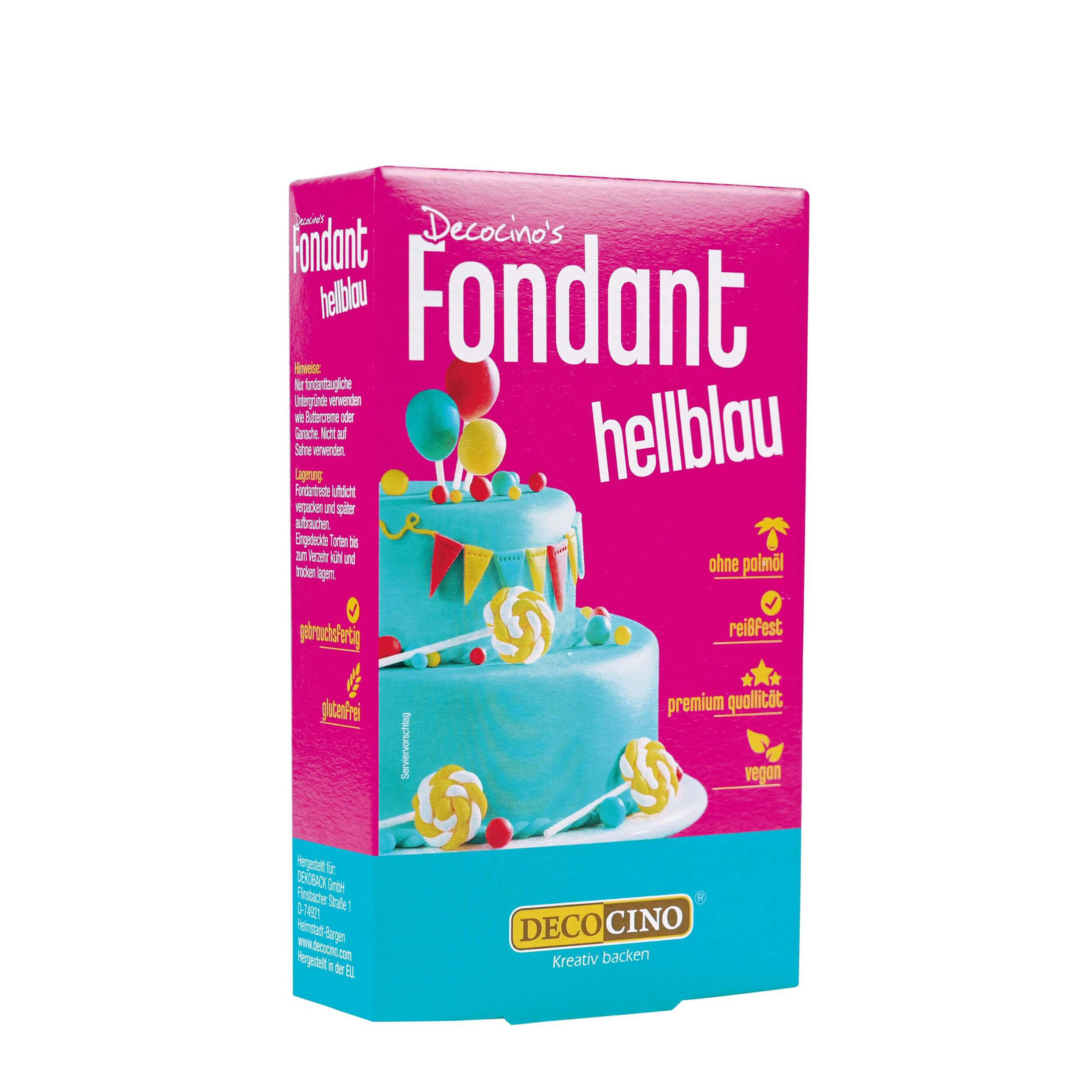 Rollfondant Hellblau (250g), Fondantdecke für Kuchen, Torten, Cupcakes