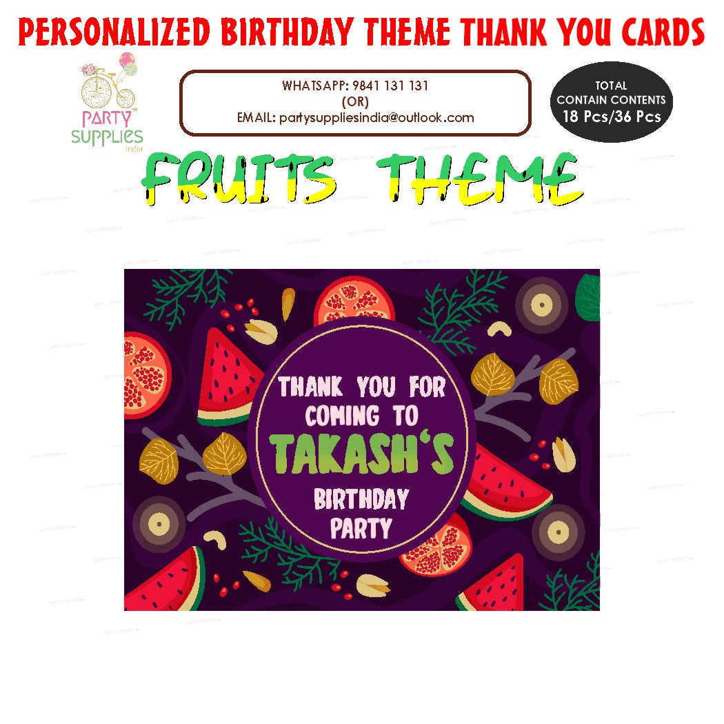 PSI Fruits Theme Thank You Card | Kids birthday party