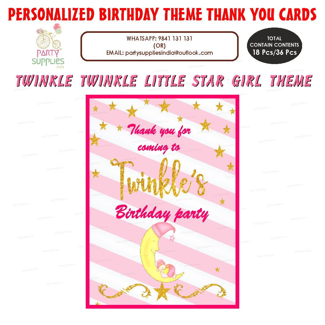 PSI Twinkle Twinkle Little Star Girl Theme Thank You Card | Party Kit