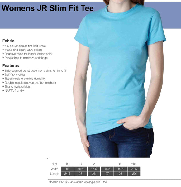 Womens Jr Slim Fit Tee Size Guide