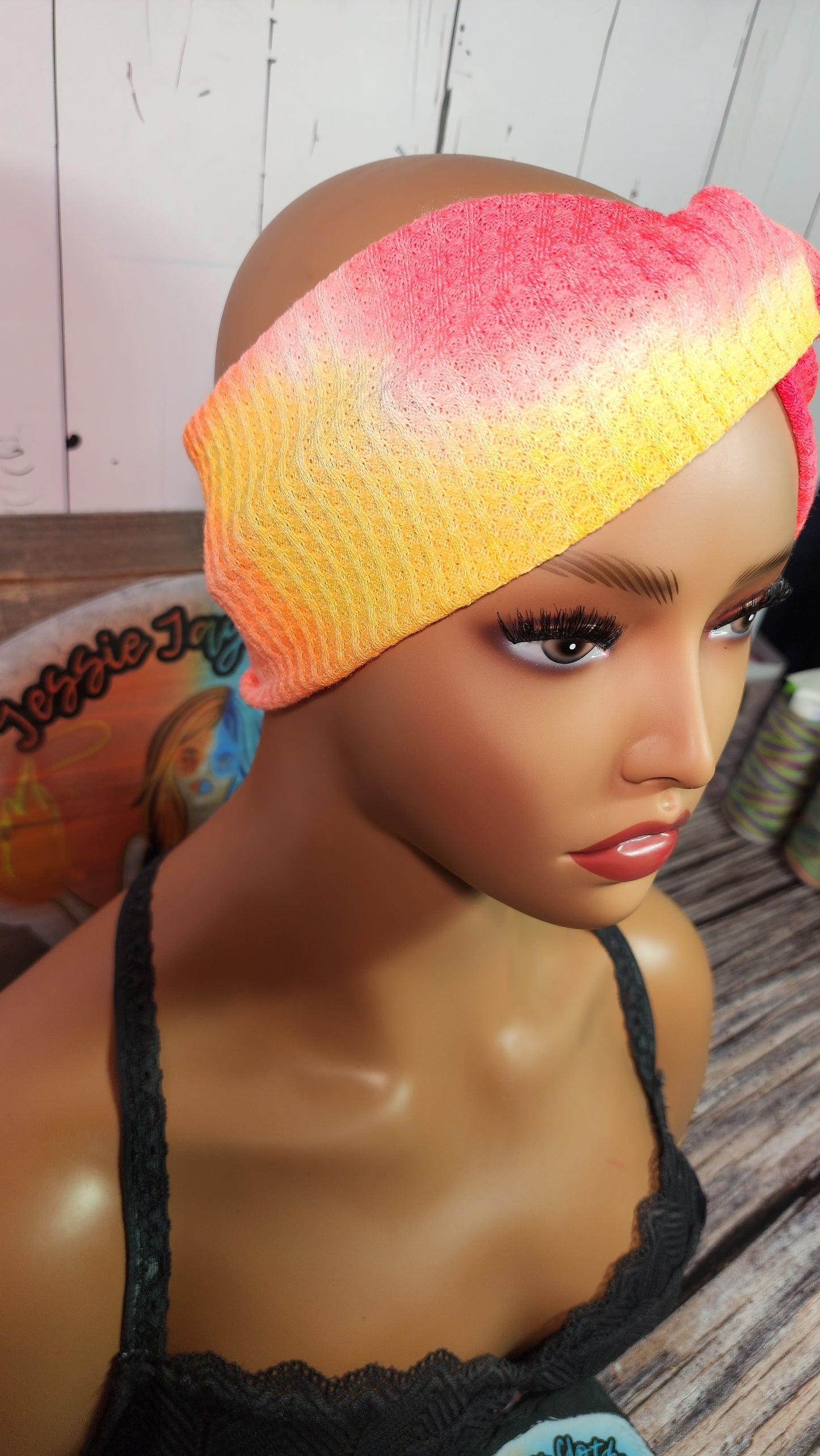 Citrus Fusion D | Medium 21" | RTS Waffle Knit Head Band | Ready to ship | Mask, Knife, Blood, Friday 13th