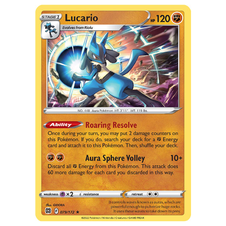 #079/172 Lucario Brilliant Stars Holo Rare 2022 Card Pokemon TCG