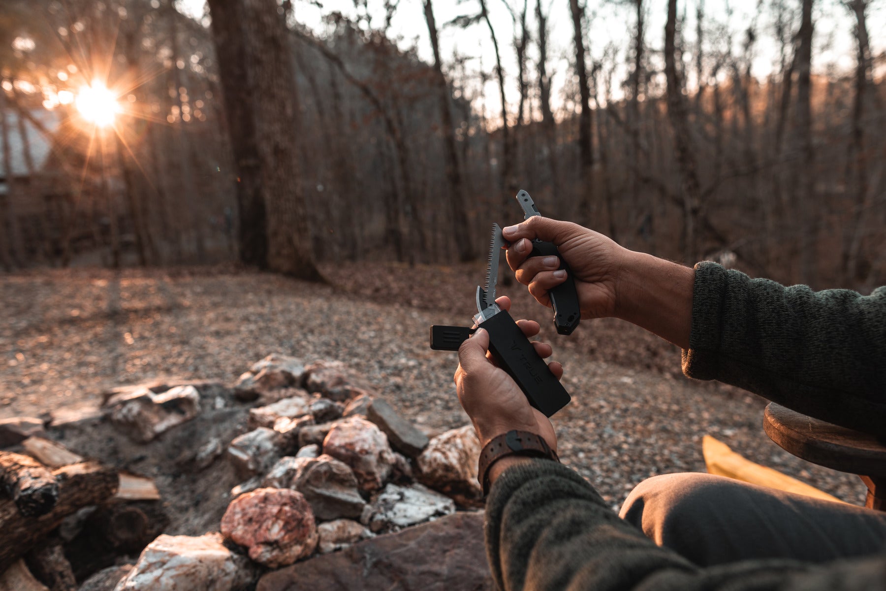 TRUE EDC Knife  Partially-Serrated Stainless Steel Pocket Knife with Drop  Point Blade and Glass Breaker