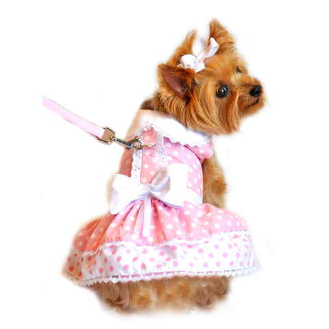 pink polka dot dog dress