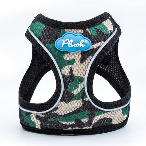 Plush camo step-in dog harness