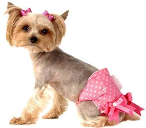 pink polka dot female dog diaper
