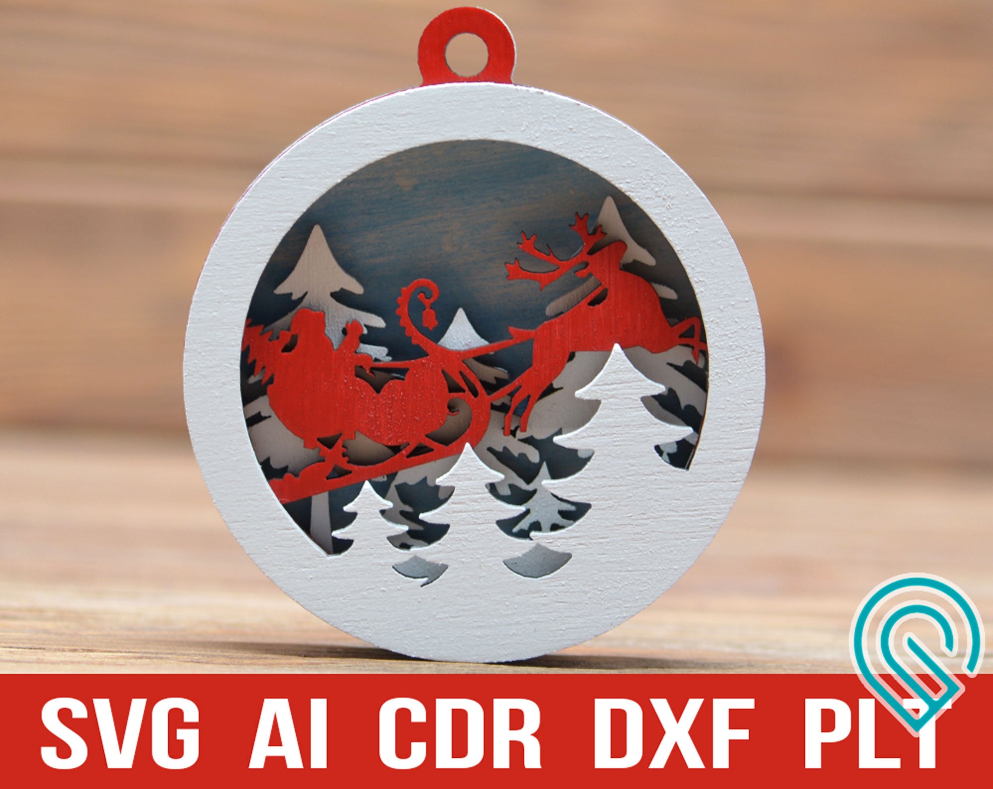 3d Multi Layer Santa Claus Christmas Svg Ornament