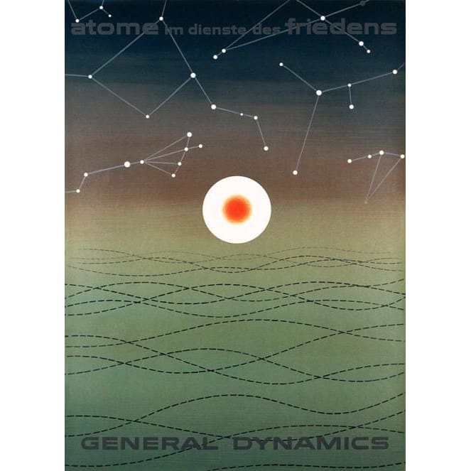 MID CENTURY EAMES ERA 1950s GENERAL DYNAMICS ATOMS FOR PEACE A3 POSTER ART PRINT