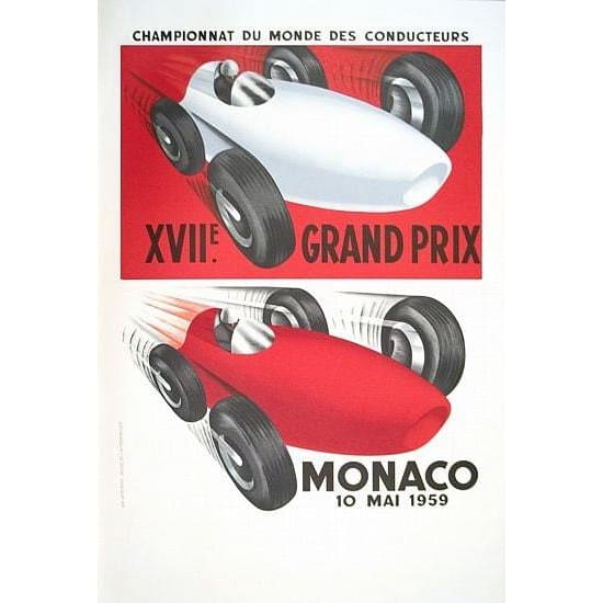 Vintage 1959 Monaco Grand Prix Motor Racing Poster  A3 Print