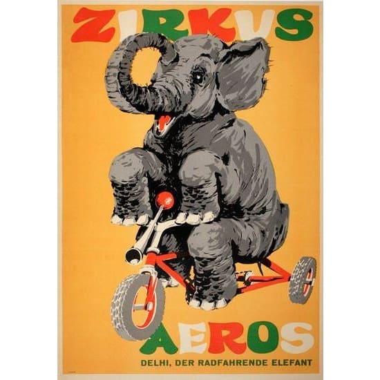 vintage circus elephant poster