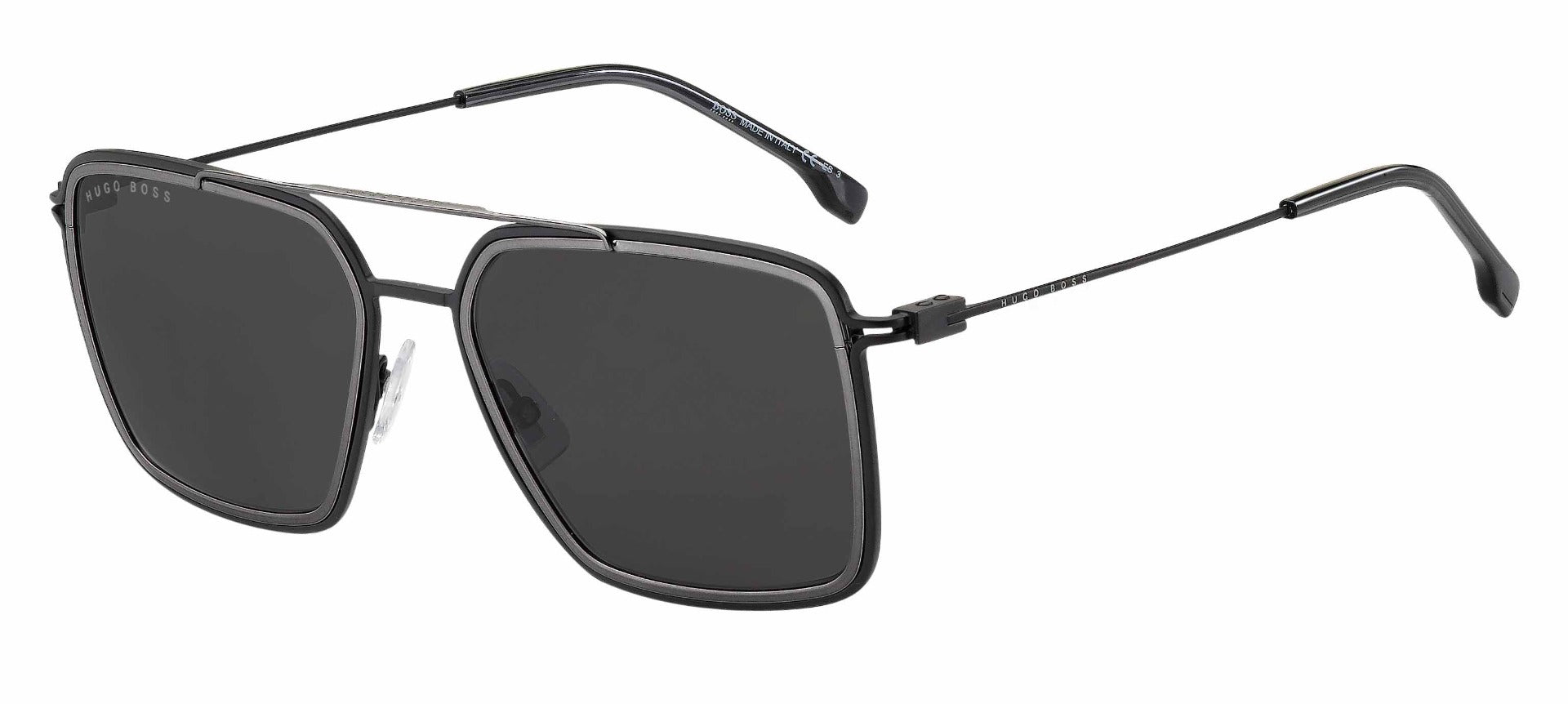 hugo boss men's ruthenium square aviator sunglasses