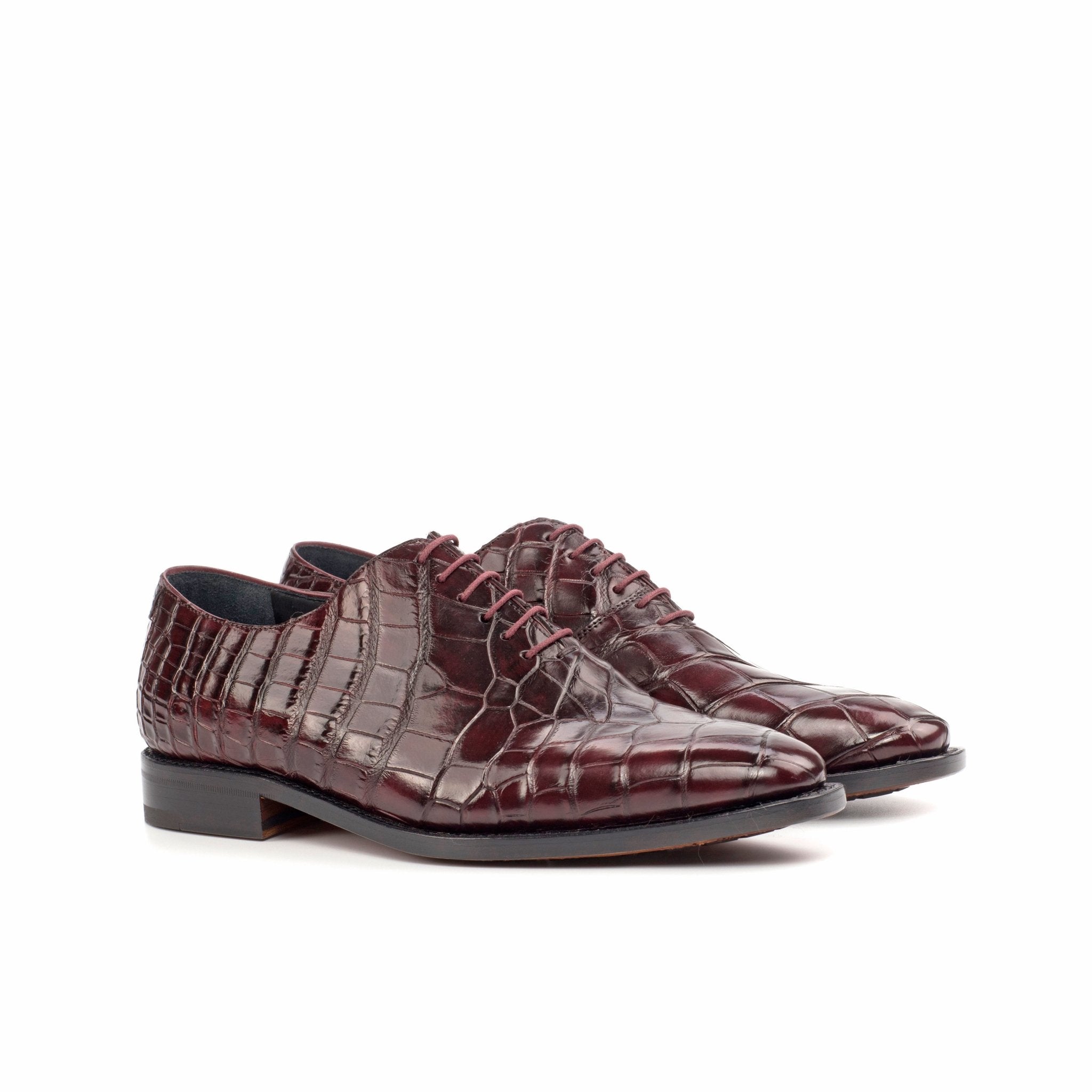 Men's Alligator Wholecut Dress Shoes in Burgundy – Maison de