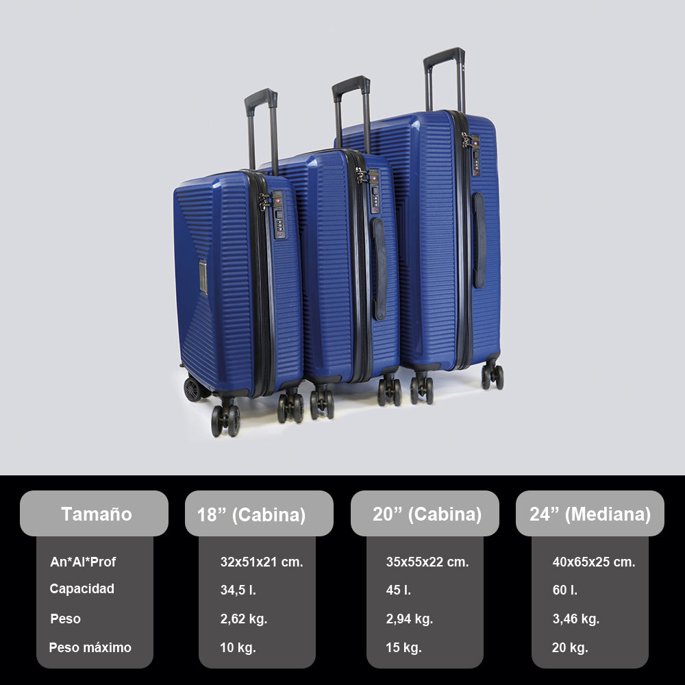 mucho Eh Duplicar Maletas de viaje baratas: Maleta de cabina, maleta de mano 10kg/15kg,  50cm/55cm azul – 1990s