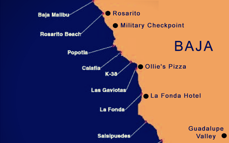 Surfing Northern Baja Map