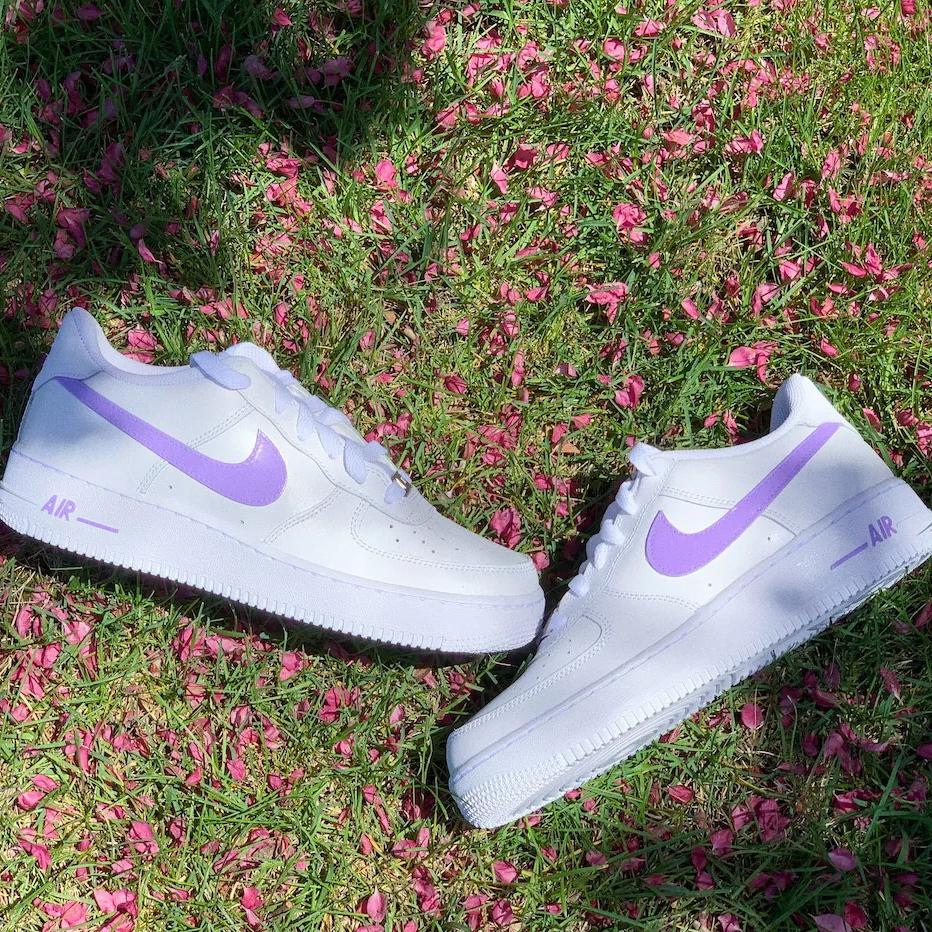 Botánico Imposible fácil de lastimarse Nike Air Force 1 Custom Zapatos Lila Púrpura – insdrip