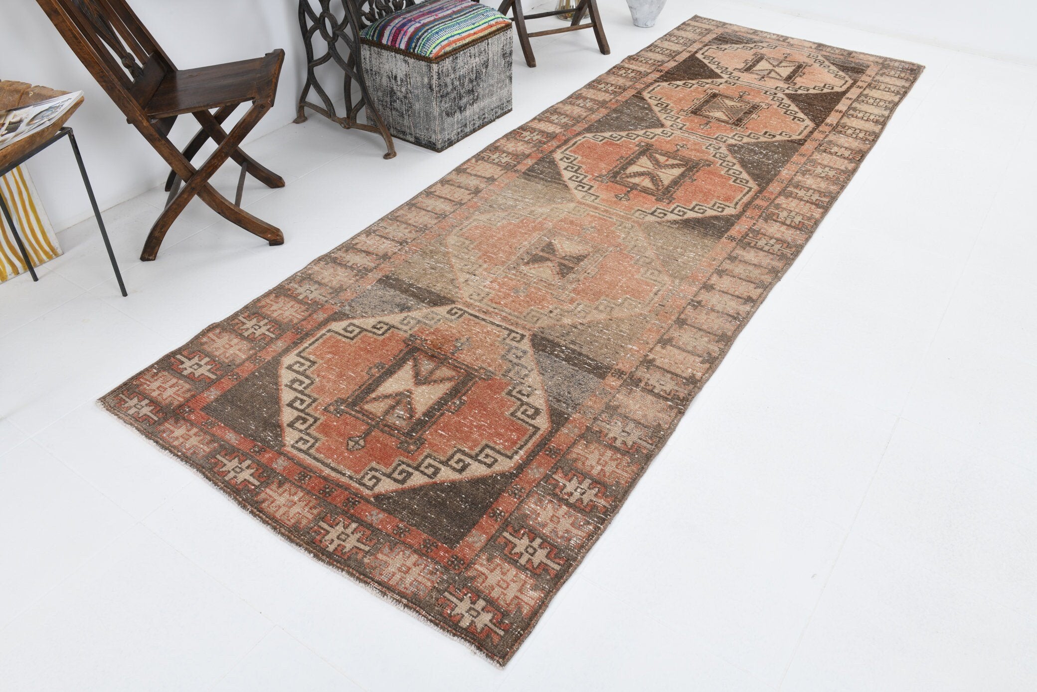 3' x 11' Brown Turkish Vintage Rug | RugReform – Rugreform