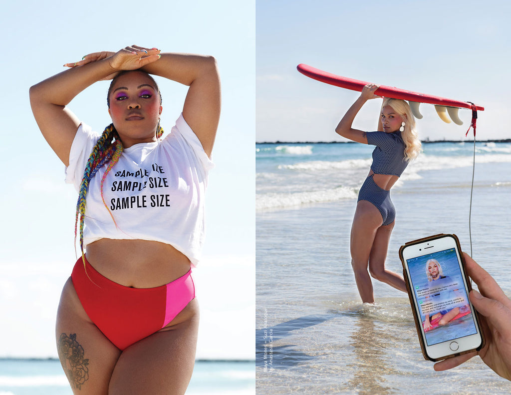 Chromat AW19 Climatic Zine Page 11 - models pink black girl magic sexy beach sunny fashion swimwear cool trendy