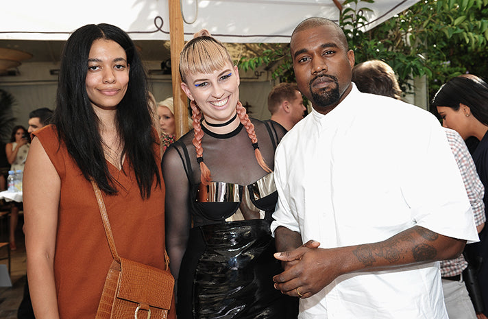 Aurora James, Becca McCharen and Kanye West at the CFDA/ Vogue Fashion Fund Chateau Marmont Runway Show