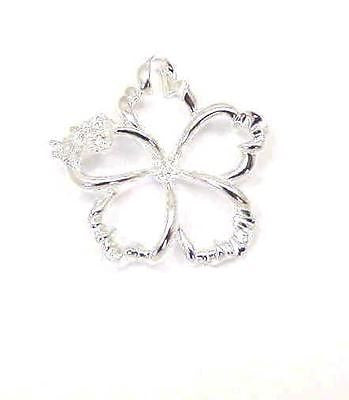 SILVER 925 HAWAIIAN OPEN FLOATING HIBISCUS FLOWER PENDANT 25MM