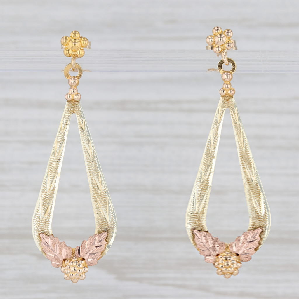 G L01294 Landstroms 10k Black Hills Gold Dangle Earrings for Pierced Ears 