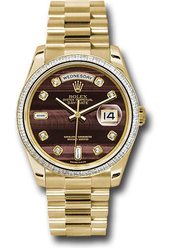 yellow gold presidential rolex with a diamond bezel