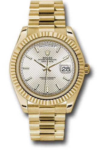 Rolex Yellow Gold Day-Date 40 Watch - Fluted Bezel - Silver 
