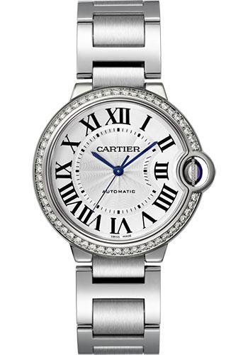 ballon bleu de cartier watch 36 mm steel diamonds