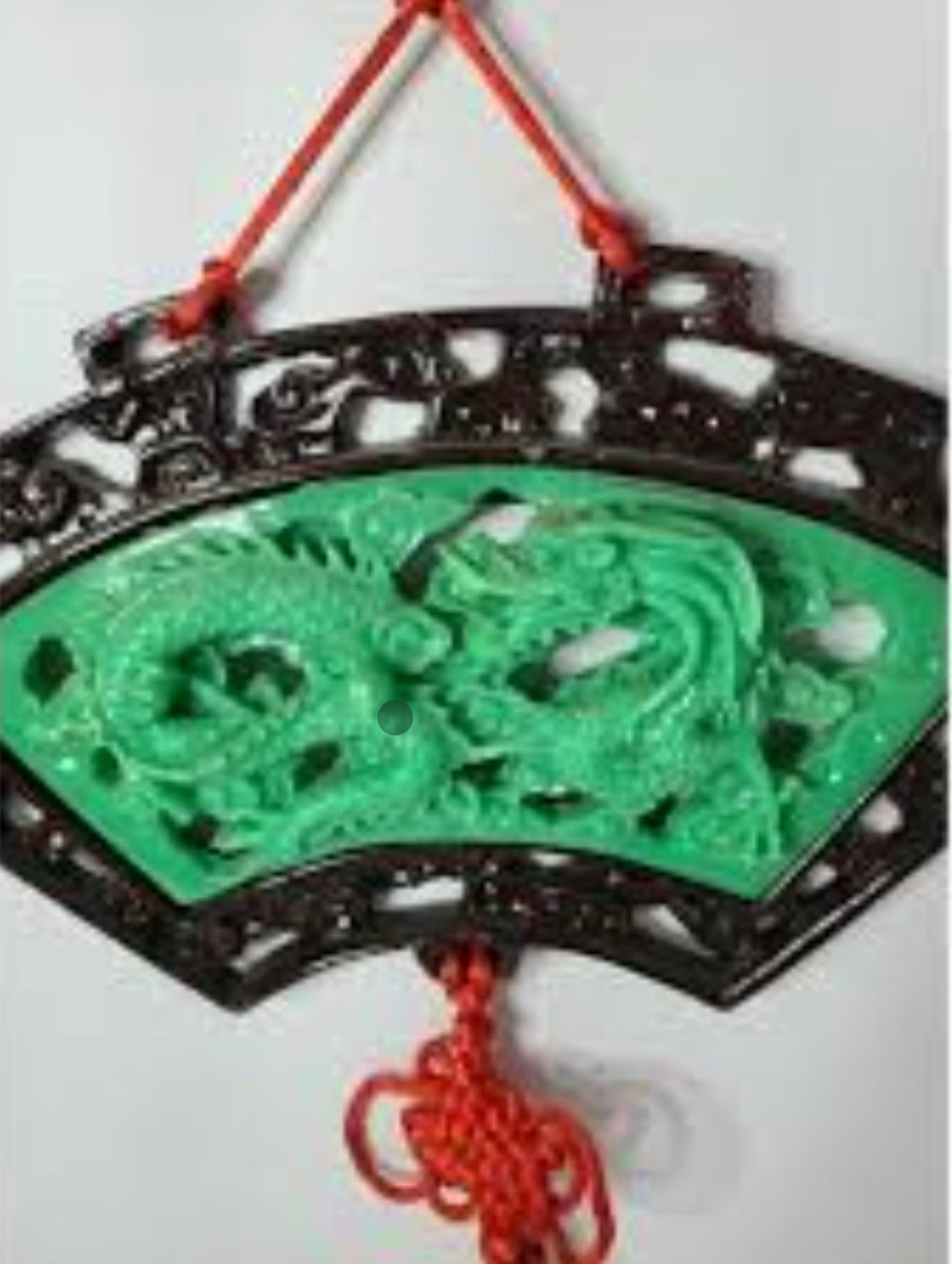 Vintage Red Tassel Faux Jade Dragon Art