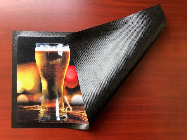 Welcome Pint Glasses Beer label bar mat Home bars Personalised bar runner mat 