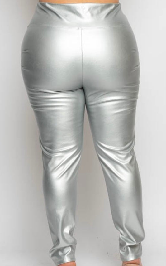 Plus Size Metallic Leggings