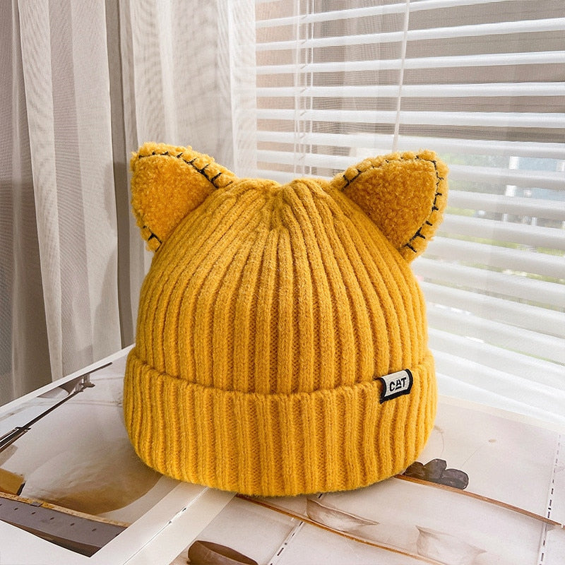 Winter Cat Ears Knitted Beanie