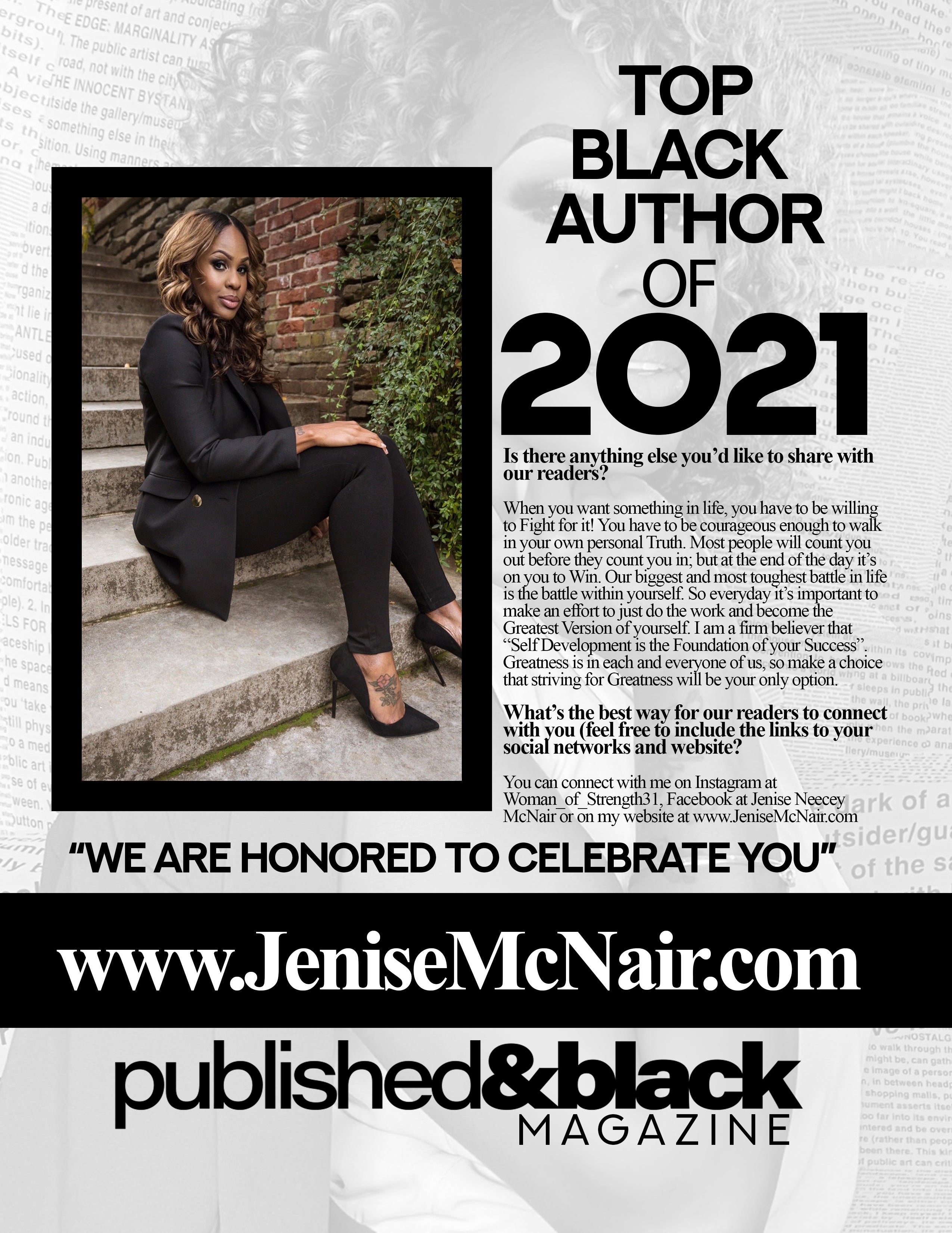 Author Jenise McNair Published & Black Magazine 25 Top Black Autho