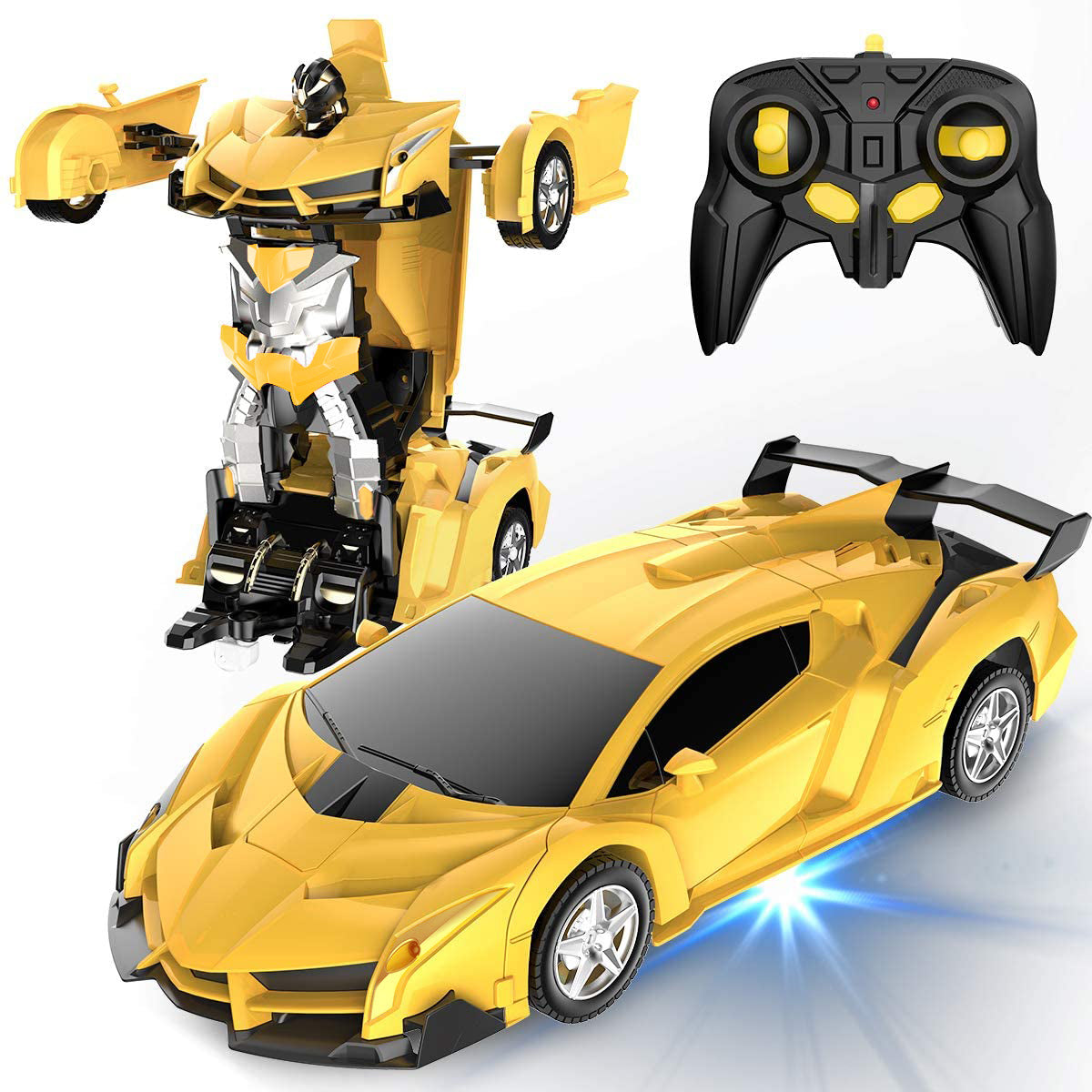 LATEST - Hand/RC Transform Car Robot Gesture Induction Deformation Vehicle Car Deform Robot Yellow with 360° Rotating Stunt Womdee 2-in-1 Remote Control Deformation Robot Car Toys for Kids