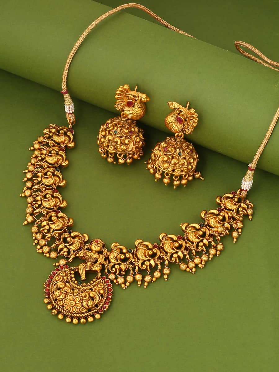 Gold Plated Temple Necklace Set