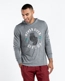 Never Ever Give Up Unisex Grey Long Sleeve Hoodie