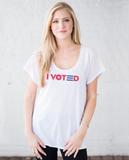 I VOTED 3 Bars & Star - Womens White Flowy Raglan