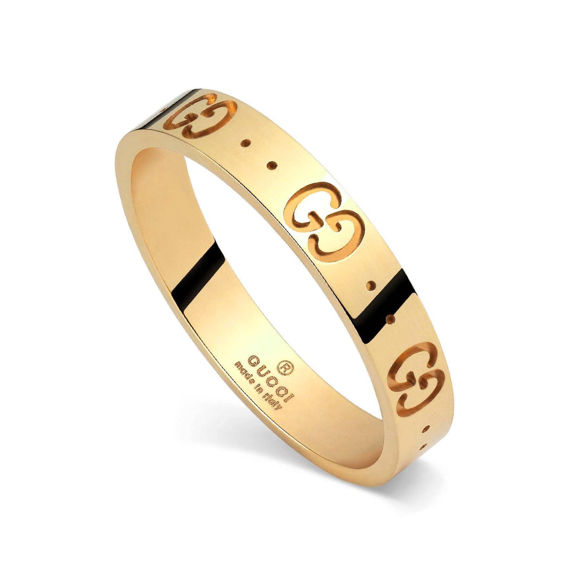 De schuld geven lineair levend 18K YELLOW GOLD GUCCI ICON RING