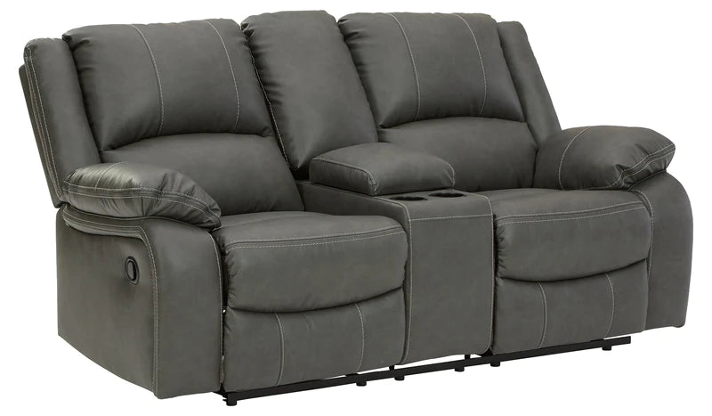 Calderwell Gray Reclining Loveseat with Console | 7710394